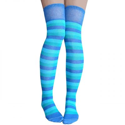 Blue Striped Thigh Highs